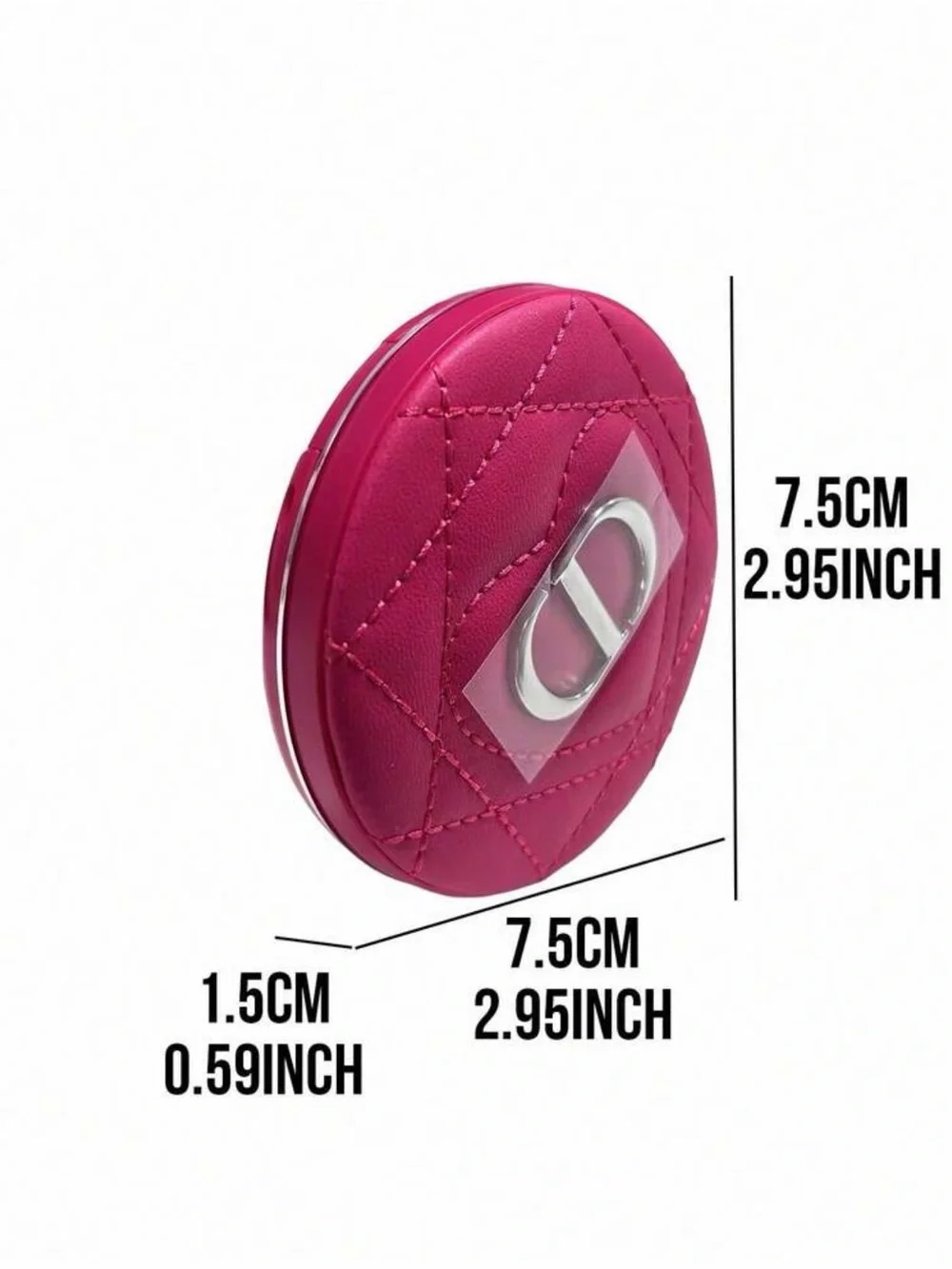 Dior Magenta Quilted Sheepskin Compact Mirror with Silver CD Logo